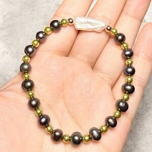 Freshwater Peacock Pearl & Baroque Pearl Bracelet